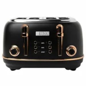 New Haden Black and Copper Classic Retro Cool Heritage 4 slice wide slot toaster